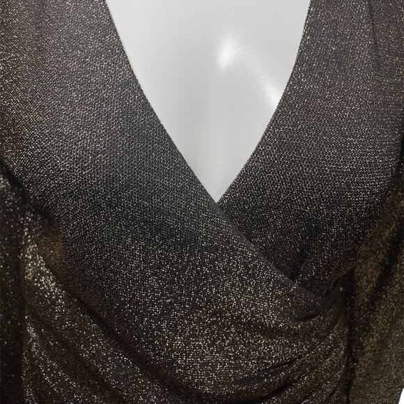 DKNY V-Neck Side Ruched Metallic-Dot Dress sz 6 - Picture 2 of 10